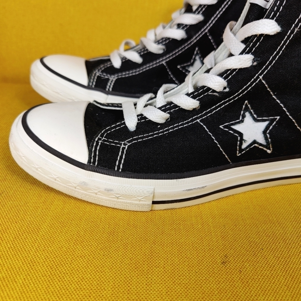 CONVERSE ONE STAR Chuck Taylor High Top Black White Sneaker Men's Shoe Size 7 - Picture 2 of 9
